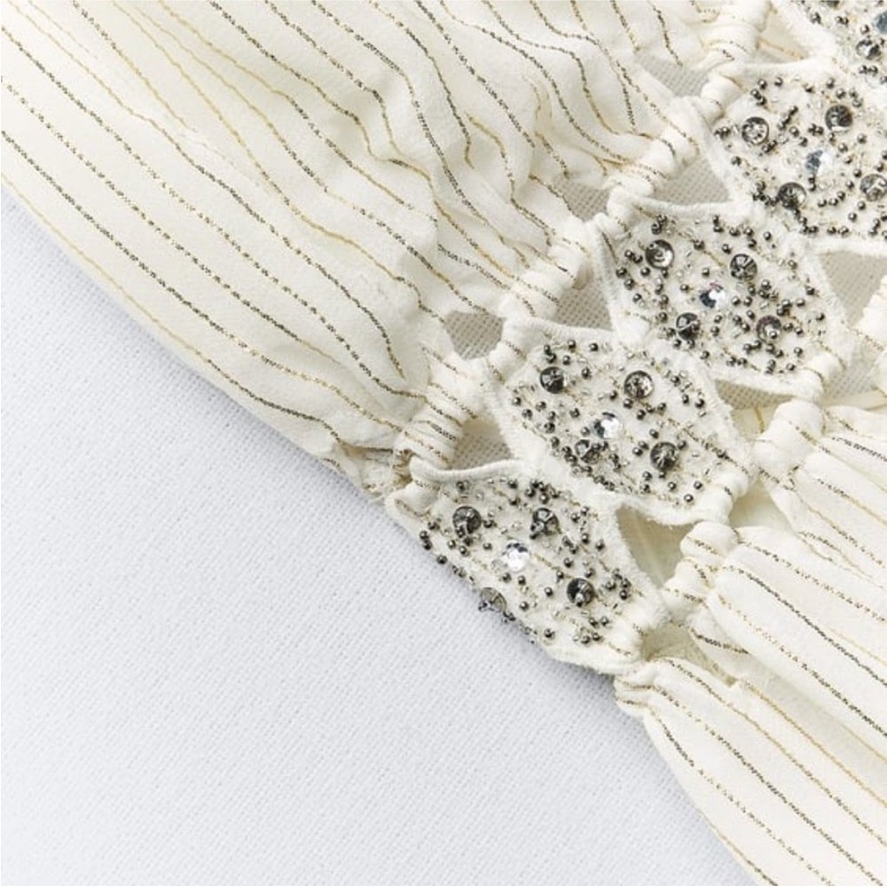 Zara limited edition bloggers favourite beaded cut out metallic thread dress - Picture 8 of 12